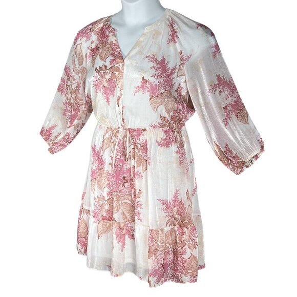 Lauren Conrad Womens M Floral Chiffon Tiered Ruffle Dress Feminine Cottagecore - Picture 9 of 16